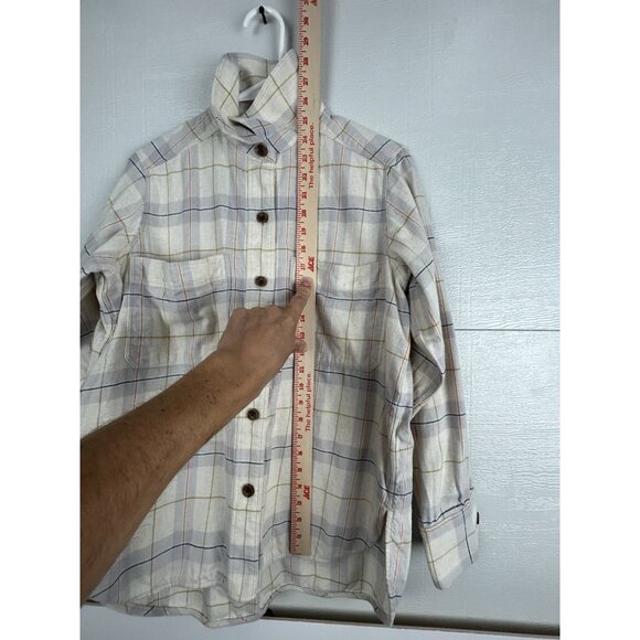 Everlane Shirt Womens 00 Button Up Cotton Yellow Beige Gray Plaid flannel - Picture 9 of 16